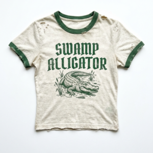 DOECHII: "Swamp Alligator" Distressed Baby Tee